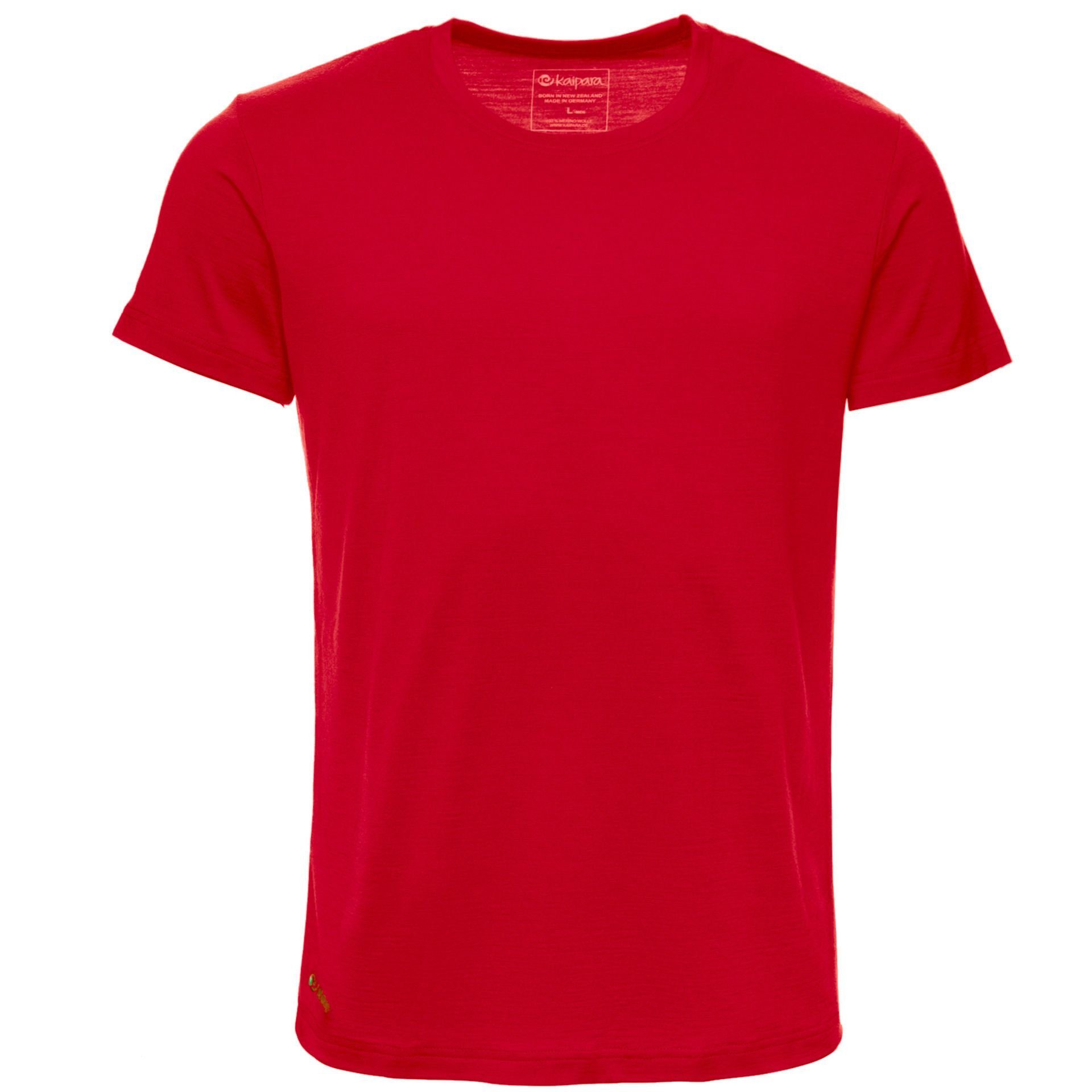 Sportswear Kurzarm Red Regularfit Merino in Merinowolle Rundhalsshirt Shirt Kaipara Germany Herren (1-tlg) reiner - 200 Merino Made aus Cherry