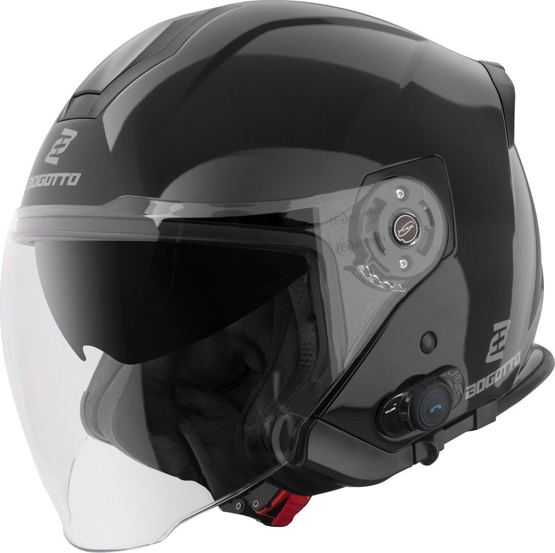 Bogotto Motorradhelm H586 BT Solid Bluetooth Jethelm, integriertes Kommunikationssystem,integriertes Sonnenvisier