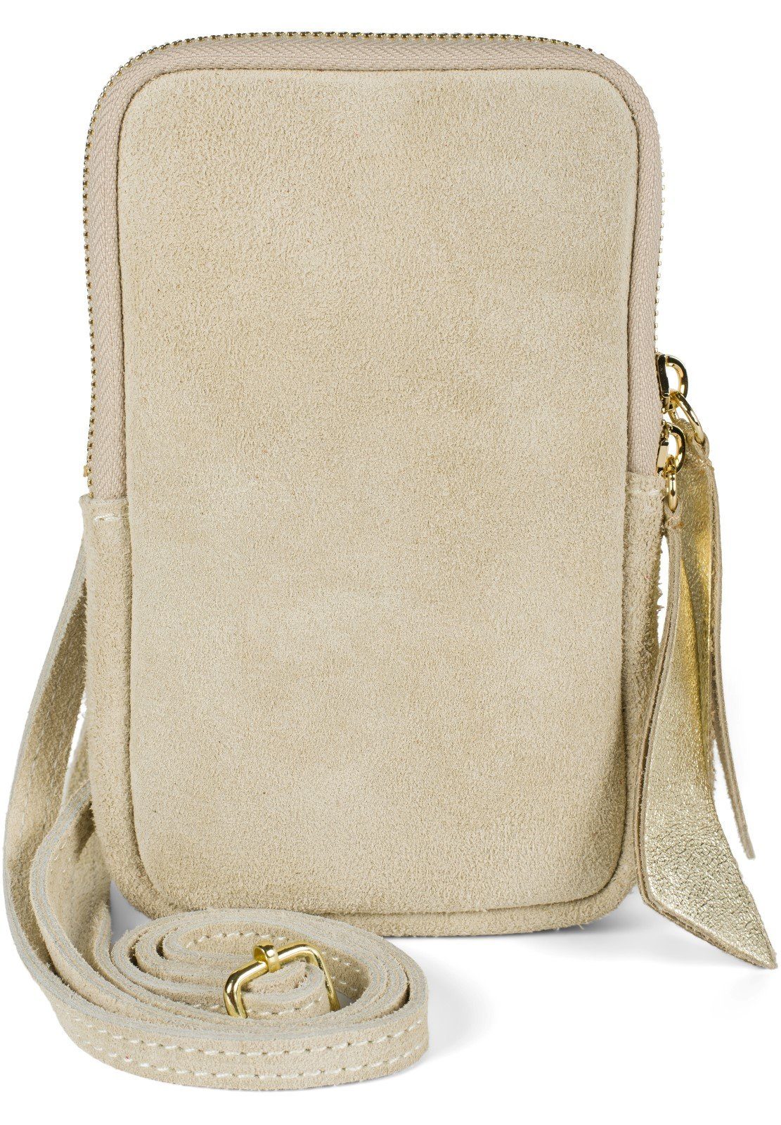 styleBREAKER Mini Bag Echtleder Handy Umhängetasche Veloursleder (1-tlg)