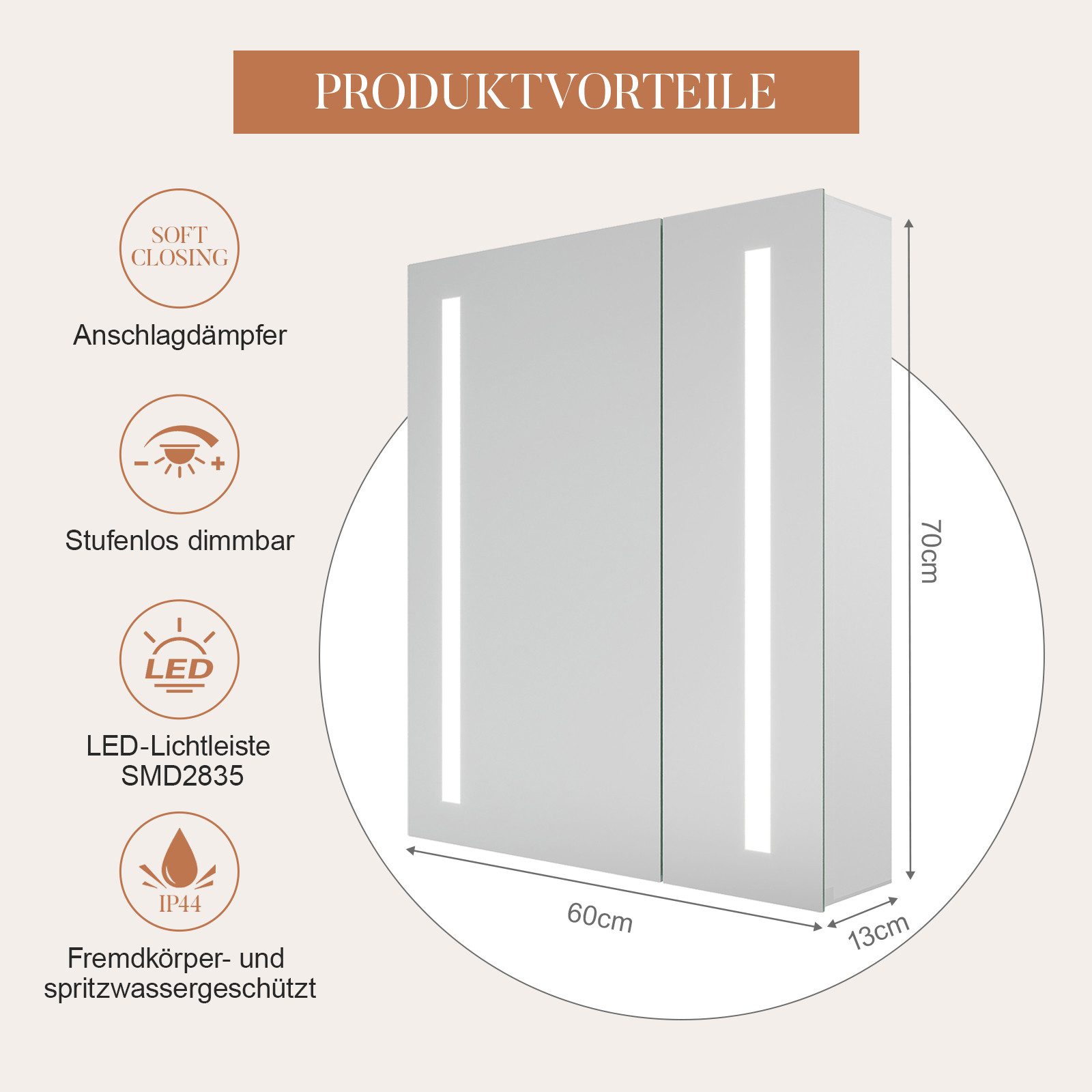 AQUABATOS Badezimmerspiegelschrank Groß mit Led Spiegelschrank Bad mit Stec günstig online kaufen