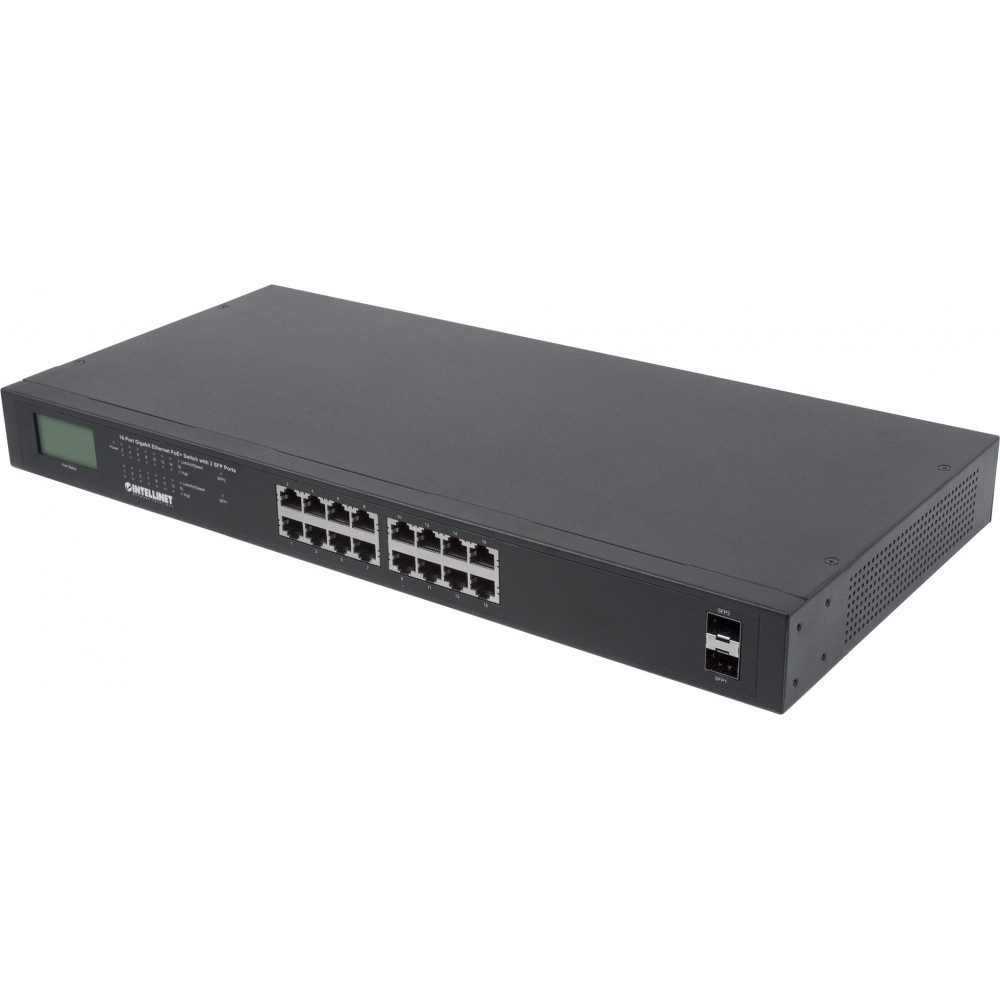 Intellinet PoE+ LCD 16-Port Switch WLAN-Router