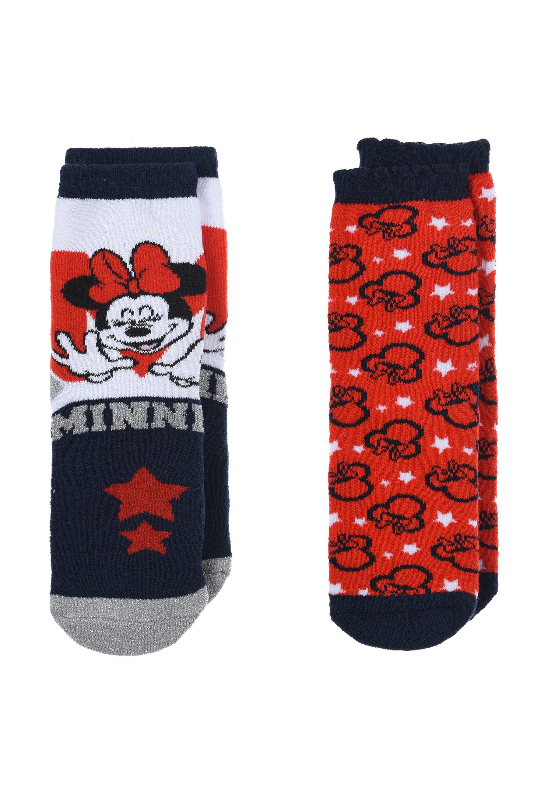 mit Disney Gummi-Noppen Strümpfe (2-Paar) Minnie Mädchen Socken ABS-Socken Mouse Kinder