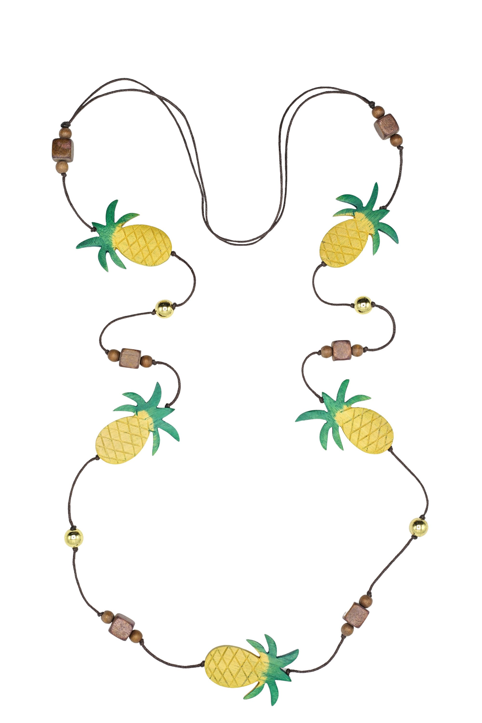 COLLEZIONE ALESSANDRO Lange Kette Pineapple, mit kleinen Ananas aus Holz