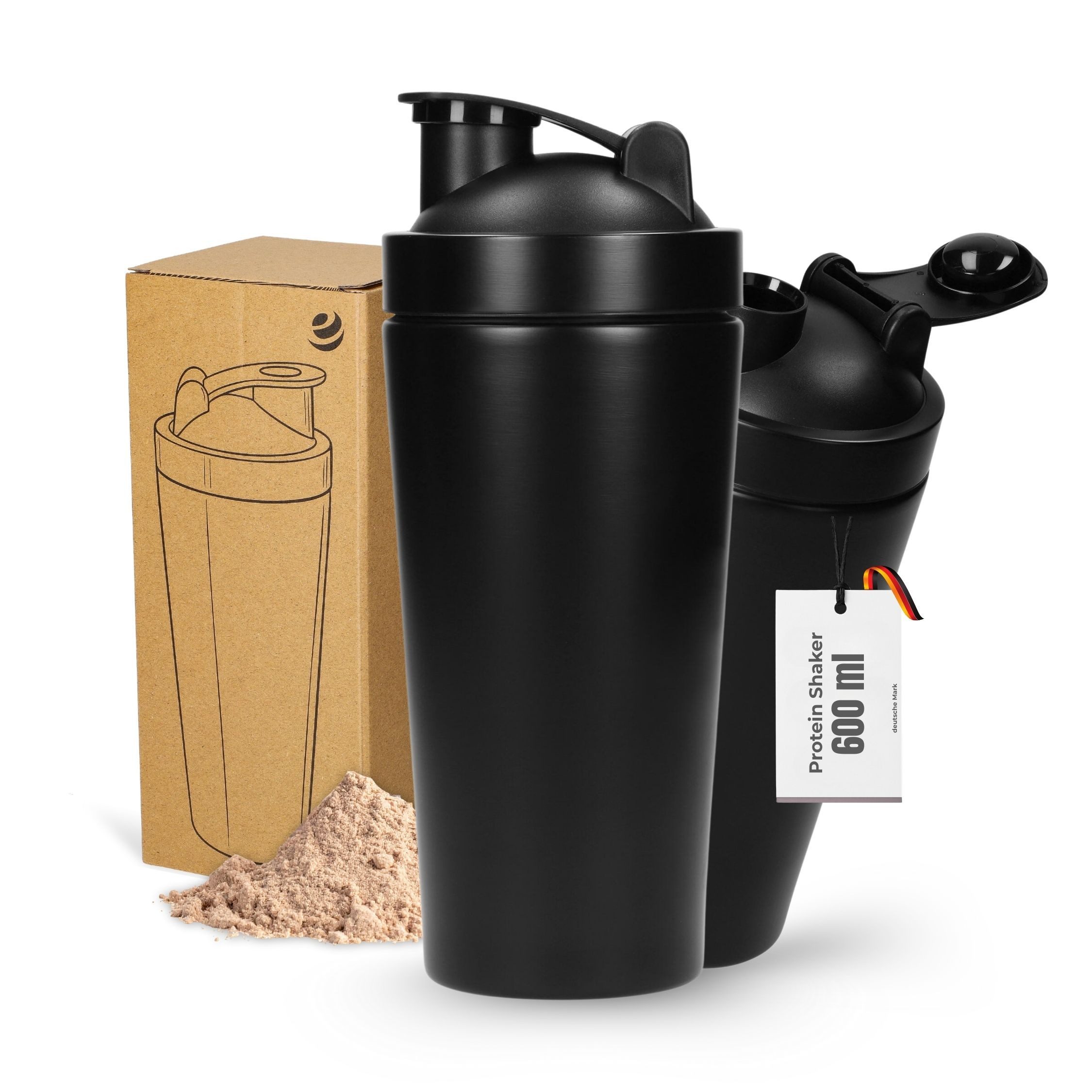 elasto Protein Shaker Auslaufsicherer Protein-Shaker aus Edelstahl 600 ml, auslaufsicher, doppelwandig, eiweiss shaker, Gym, bruchfest