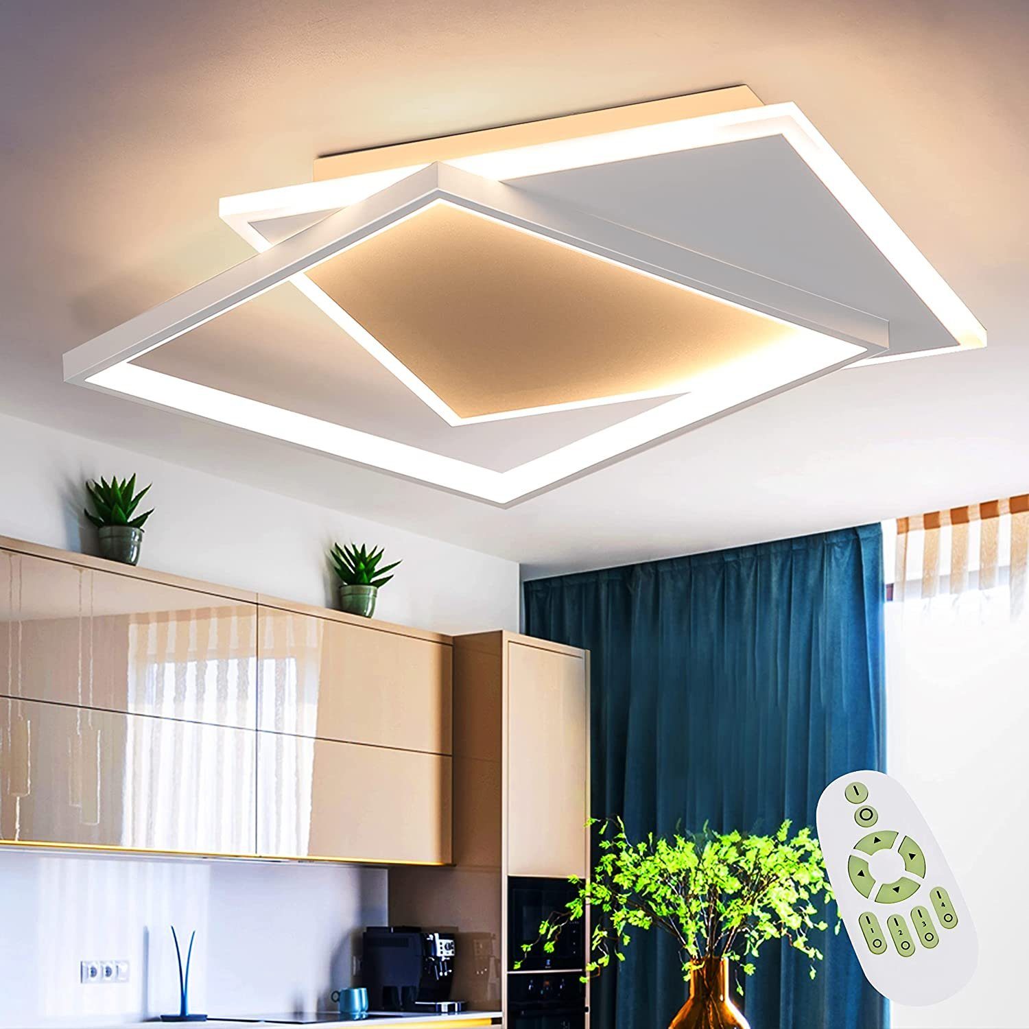 LED Deckenleuchte modern Design Deckenlampe Wohnzimmer Licht Flur Acrylweiß