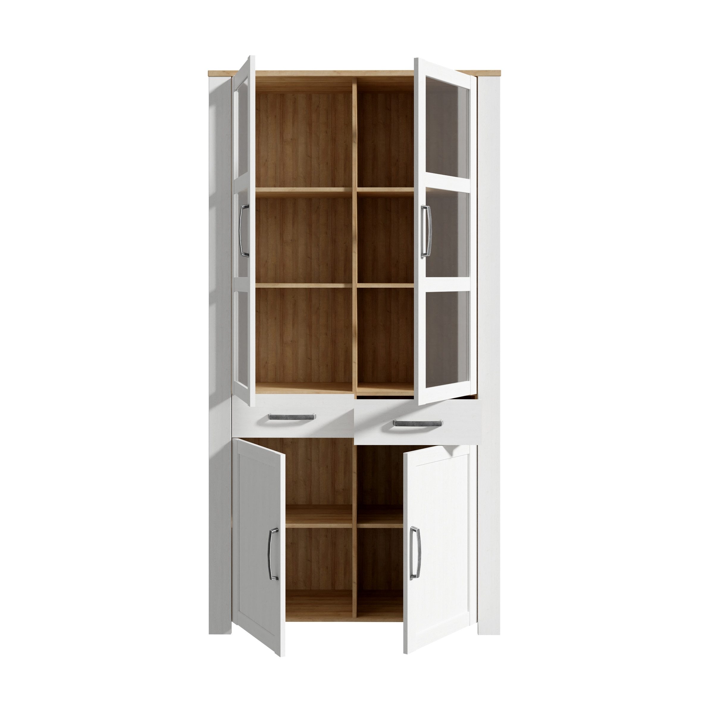 PREISBRECHER Stauraumvitrine BOHOL in Eiche Dekor / Sibiu - 106,4x205,4x42cm (BxHxT)