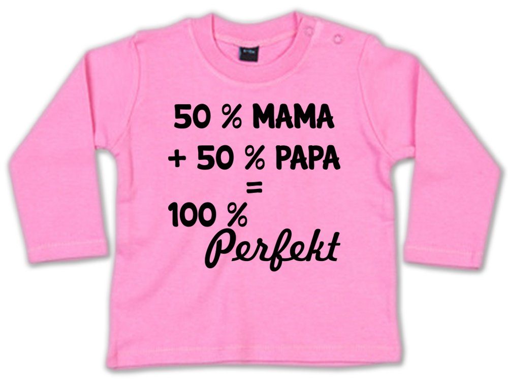 Ggraphics Longsleeve 50 Mama + 50 Papa = 100 Perfekt Baby