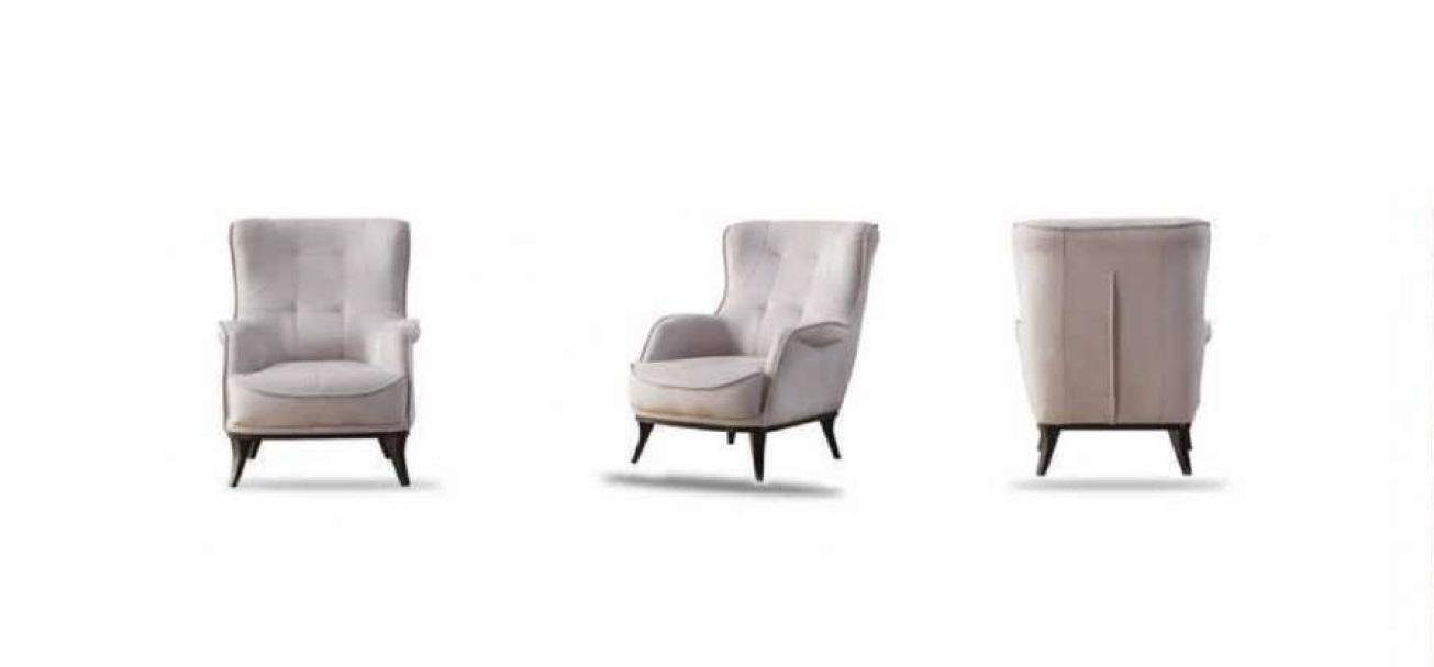 JVmoebel Sessel Stoff Wohnzimmer Cocktailsessel (Sessel) Sessel Design Ohrensessel Grau Modern