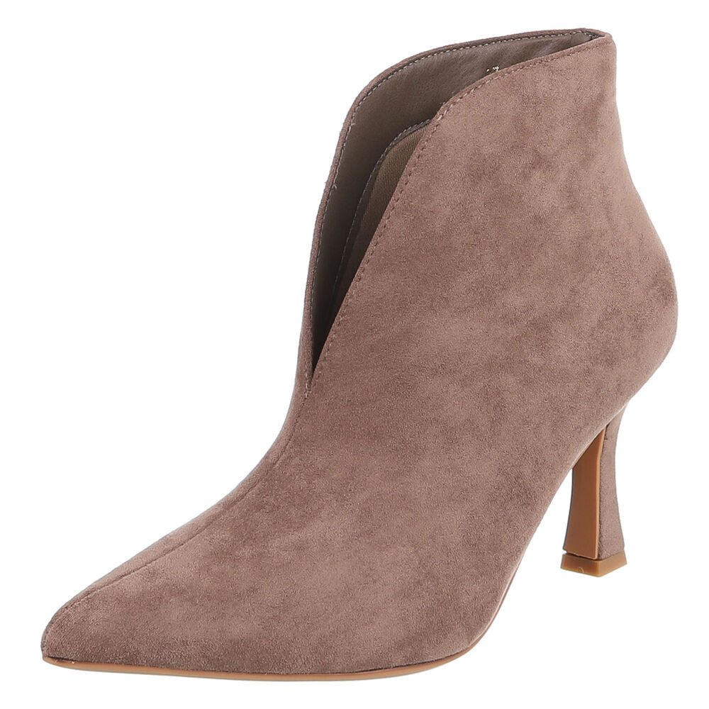 Ital-Design Damen Ankle-Boot spitz mit hohem Absatz High-Heel-Stiefelette (92269192) Pfennig-/Stilettoabsatz Stiefeletten in Hellbraun