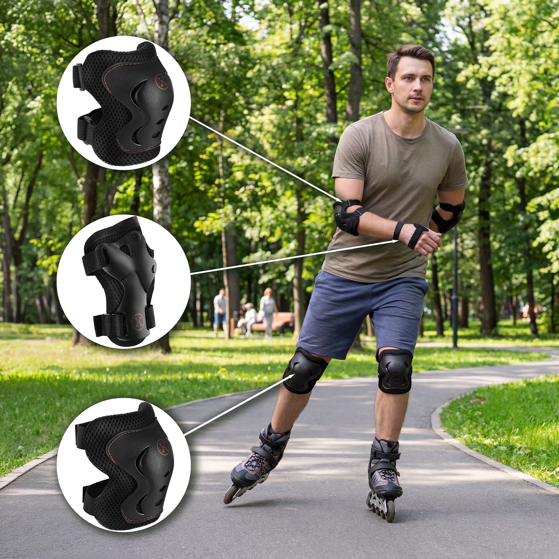 NILS EXTREME Protektoren-Set Schoner Protektoren Schützer Set Knieschützer S-XL (6-tlg), Schützerset für Handgelenke, Ellbogen und Knie – Bild 5 von 5