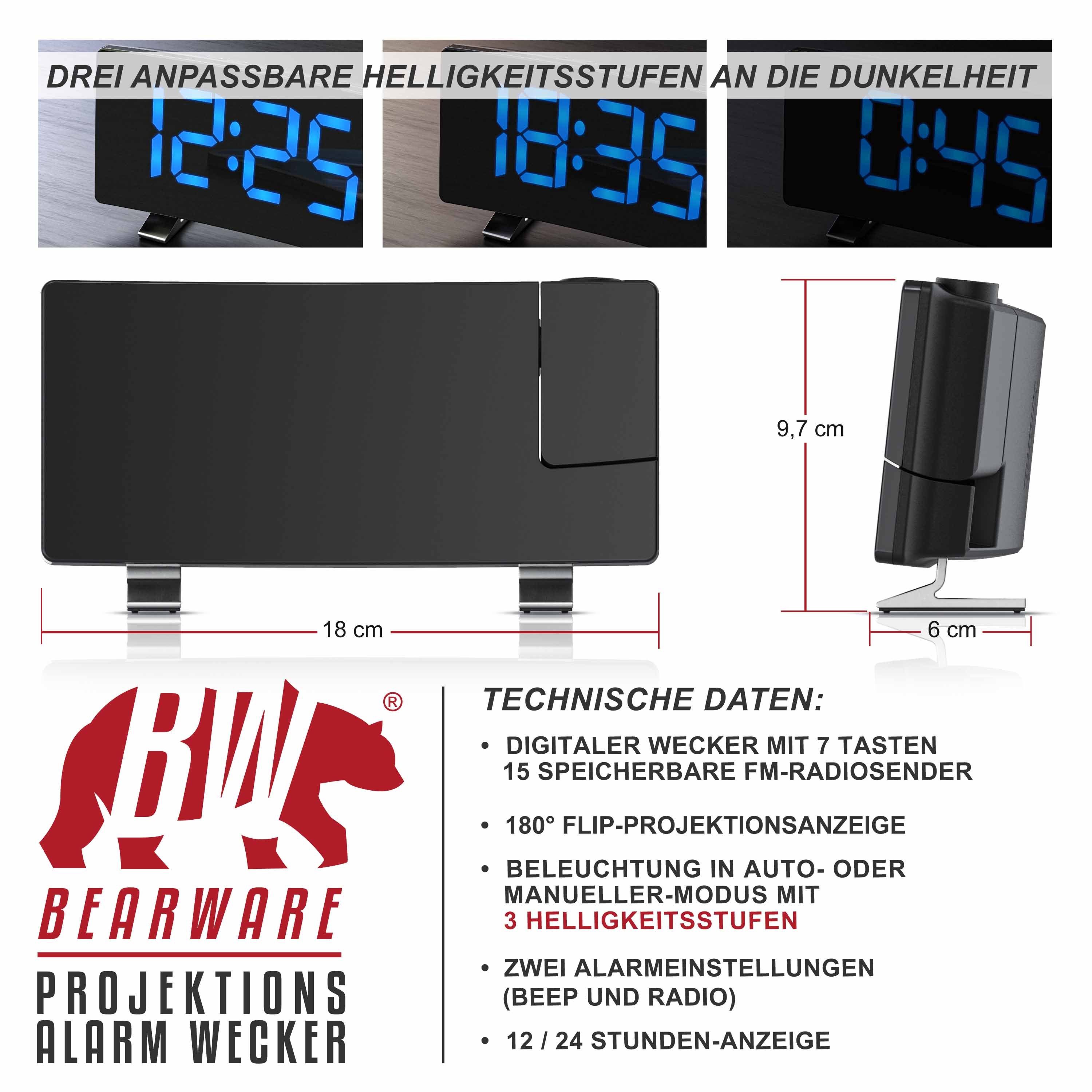 Brandson Projektionswecker FM Radiowecker, Projektionswecker, 2 Alarme, 3 H günstig online kaufen