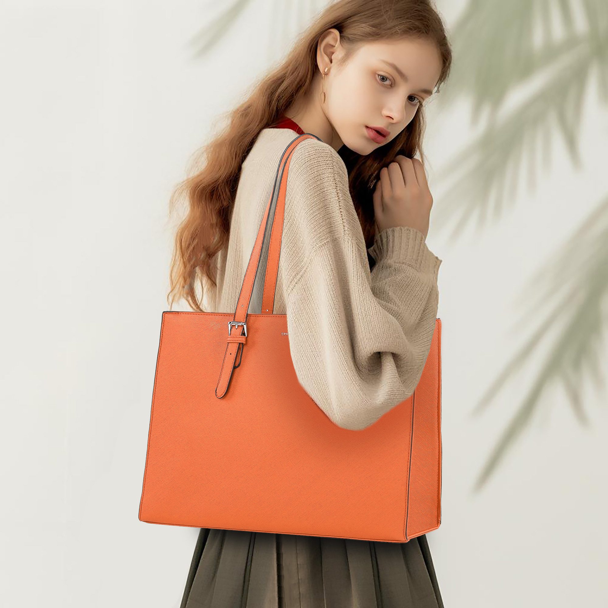 TAN.TOMI Aktentasche Große Business Handtasche Damen Leder Schultertasche Arbeit Schule, Bürotasche Damen 15 Zoll Notebooktasche mit 3 Fächern für Büro Schule