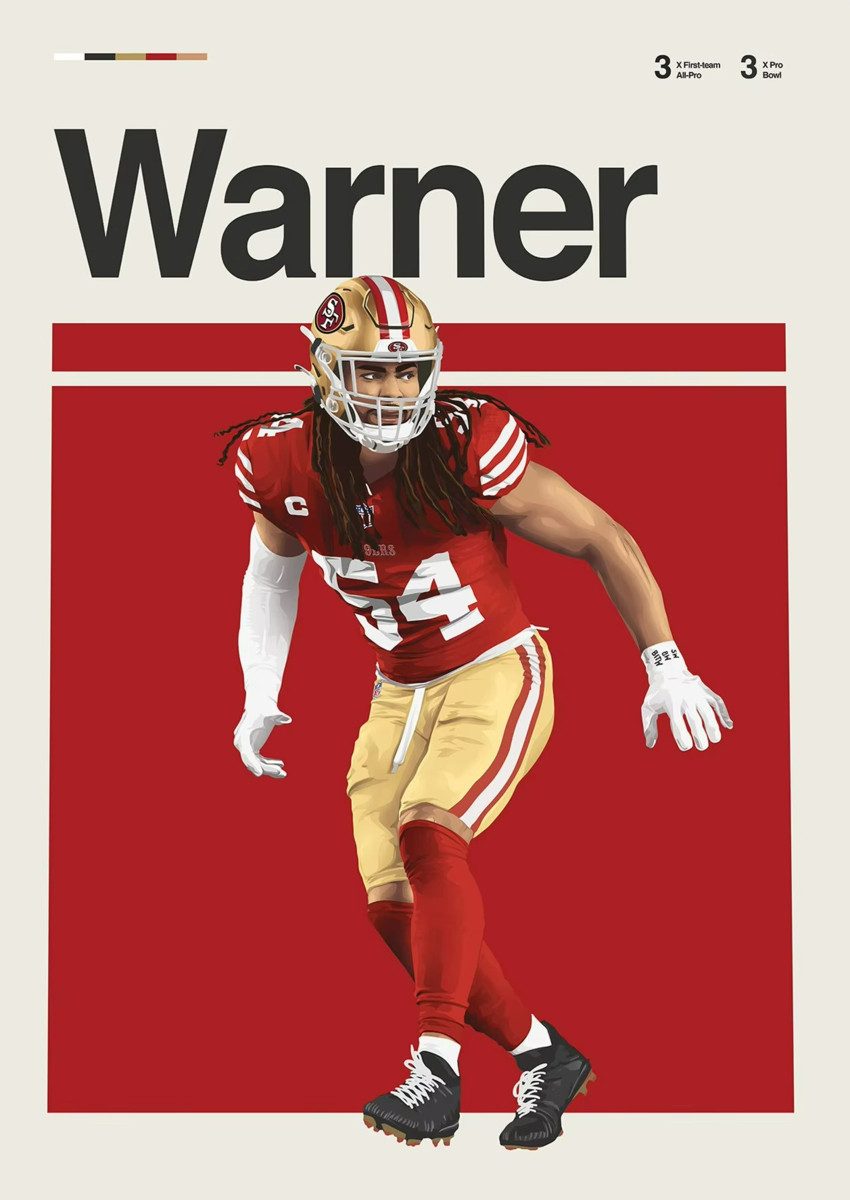 TPFLiving Kunstdruck (OHNE RAHMEN) Poster - Leinwand - Wandbild, Leinwandgemälde: Höhepunkte des amerikanischen Football-Stars (Leinwandbild XXL), Farben: Rot, Blau, Gelb, Schwarz, Weiß, Braun -Größe: 30x42cm