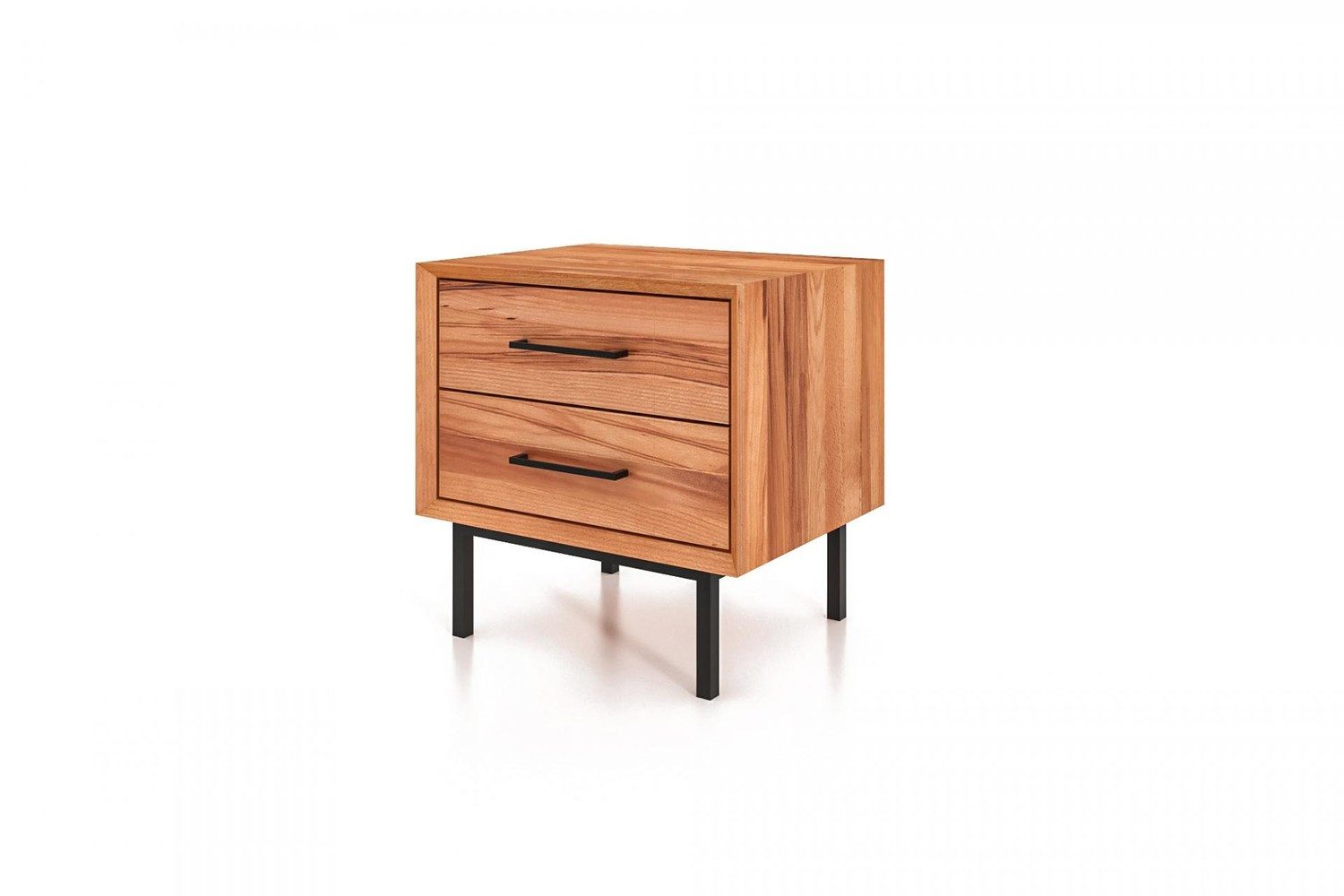 Natur24 Nachttisch Nachttisch Seiba 1 Kernbuche massiv 51x40x50 mit 2 Schubladen