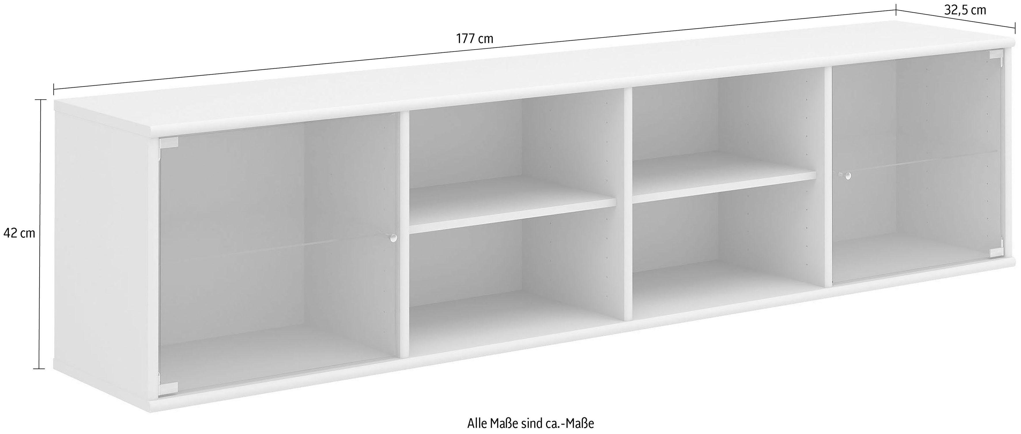 Hochwertig zwei montierbar, B: Glastüren, cm, mit Furniture Designmöbel lowboard, anpassungsbar weiß Hammel Mistral, hängend/stehend 177 Lowboard, Regal
