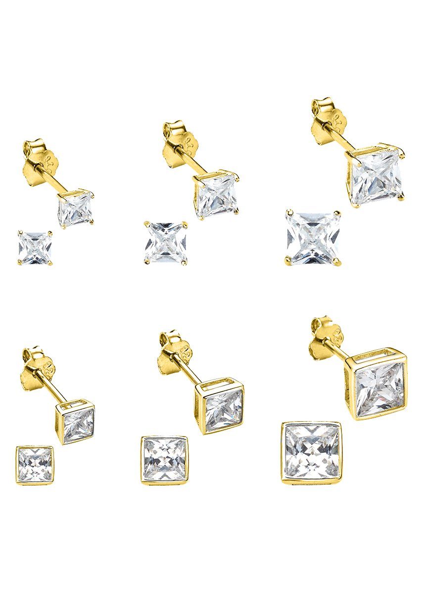 Bruno Banani Ohrstecker-Set Mulitpack Schmuck Geschenk Silber 925 Ohrschmuckset (Set, 12-tlg), mit Zirkonia (synth)