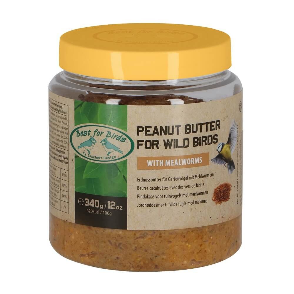 Nistkasten Erdnussbutter mit Mehlwürmern im PET Becher für Wild Vögel ohne Salz