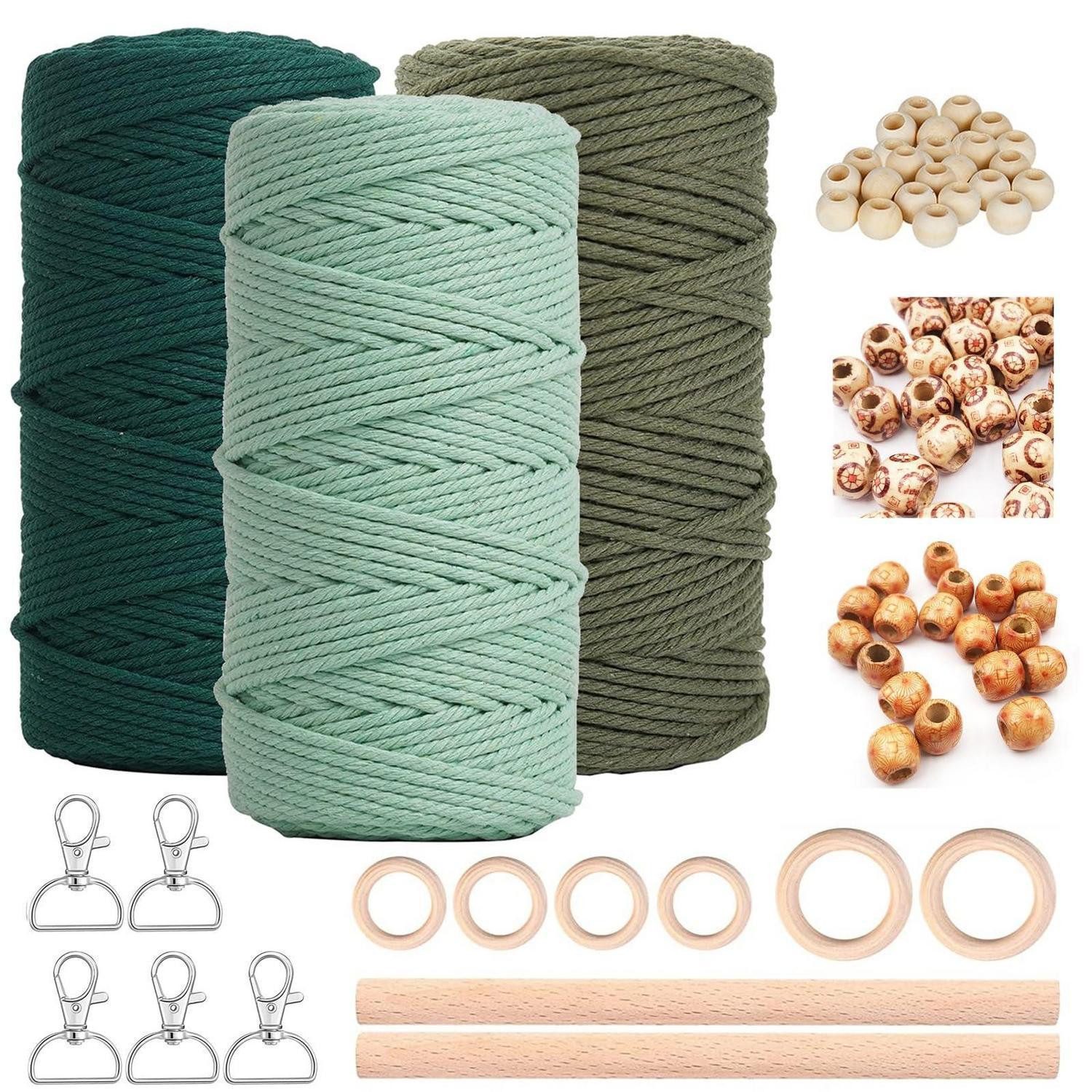LuxusKollektion Kreativset Makramee Set 3mm 3er Garn mit Zubehör