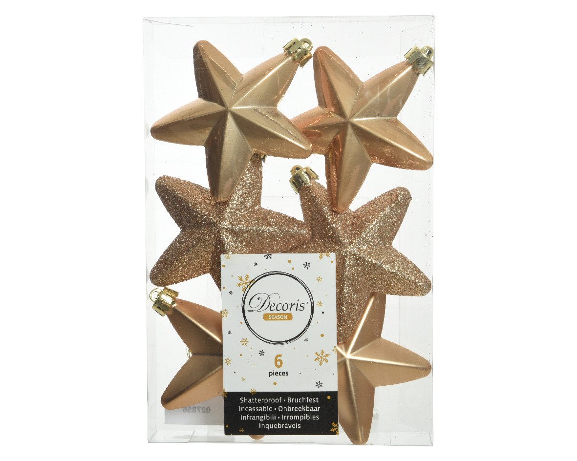 Kaemingk Christbaumschmuck, Christbaumschmuck Sterne 7cm Kunststoff 6 Stück - Karamel