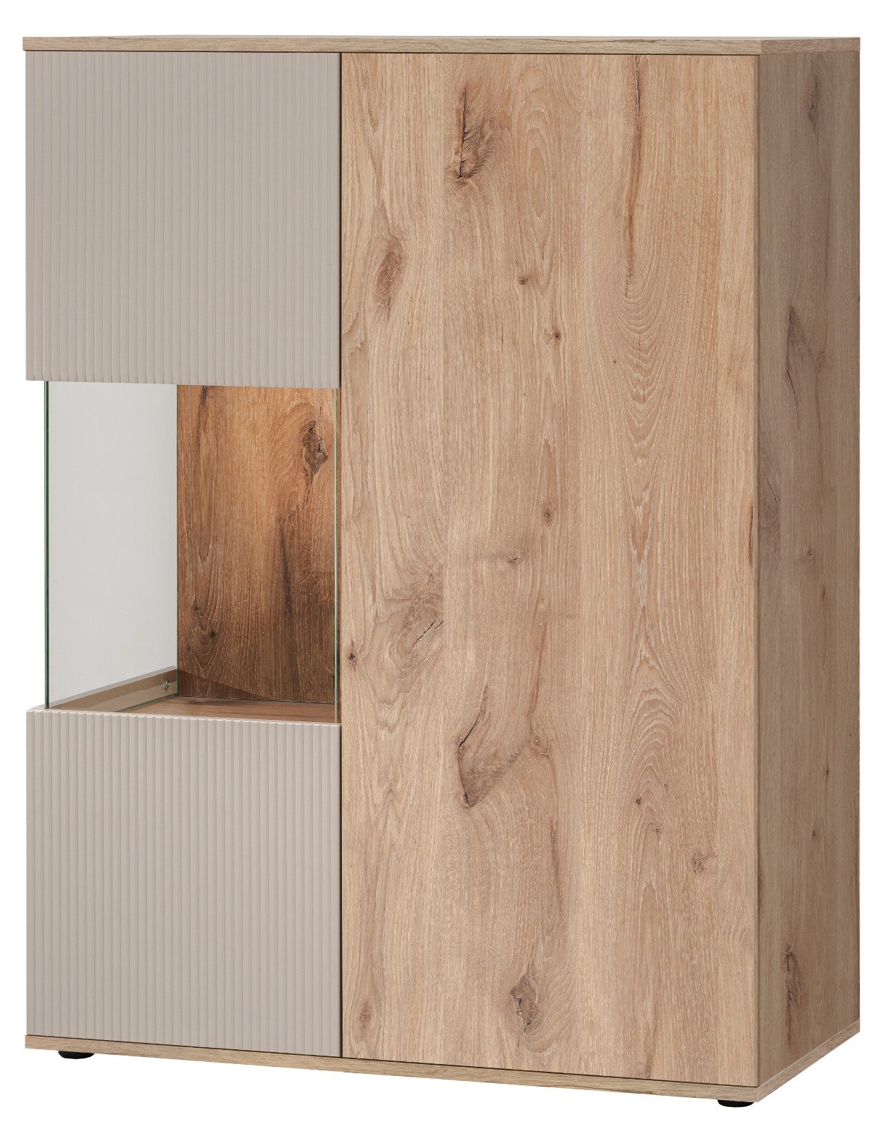 Inn.Furn Highboard Cathlyn (Vitrine in Eiche und Kaschmir, 6 Fächer, 90 x 120 cm), inklusive LED Beleuchtung – Bild 2 von 5