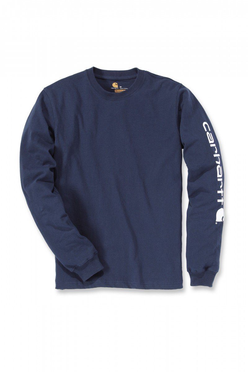 Carhartt Langarmshirt Carhartt Herren Langarmshirt Relaxed Fit Heavyweight Long-Sleeve Logo Sleeve Graphic Adult navy