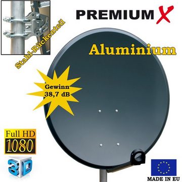 PremiumX Camping Satelliten-Komplettanlage 80cm Alu LNB Dreibein SAT-Antenne