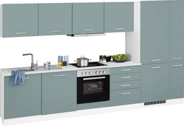 HELD MÖBEL Küchenzeile Visby, mit E-Geräten, Breite 330 cm, inkl. Kühl/Gefrierkombination