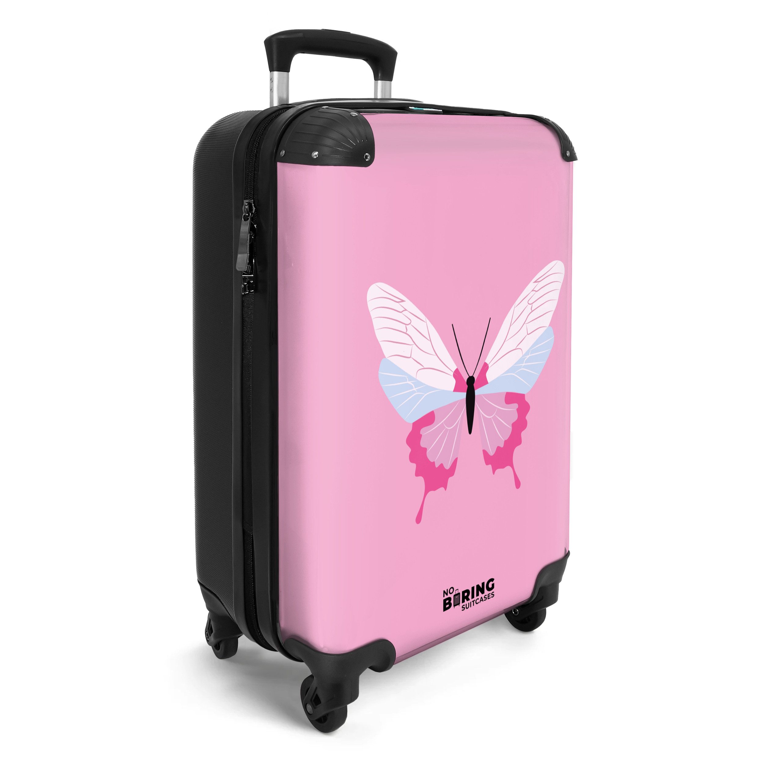 NoBoringSuitcases.com© Hartschalen-Trolley Rosa mit Schmetterling 55x35x20c günstig online kaufen