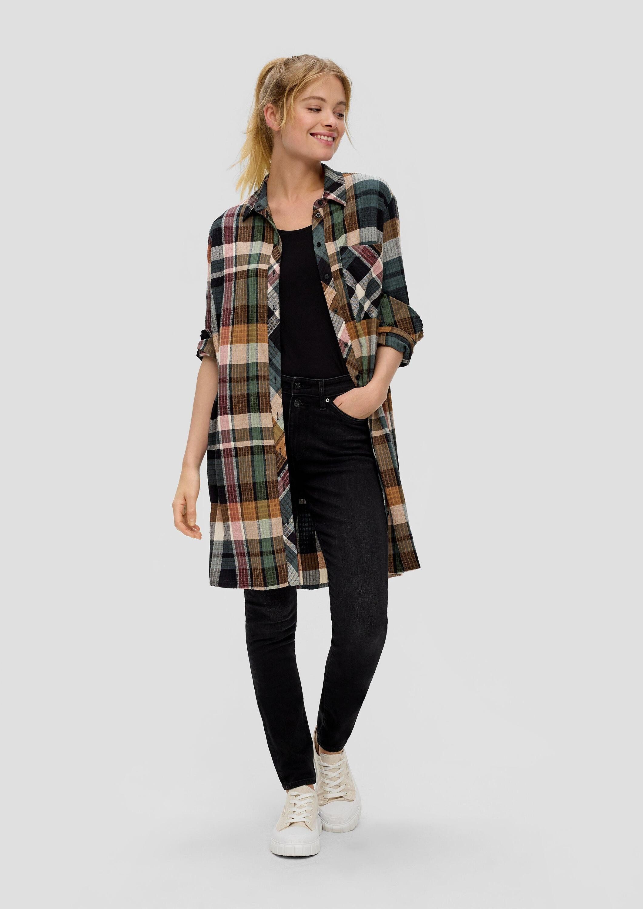 s.Oliver Langarmbluse Bluse Longbluse in Seersucker-Qualität (1-tlg)