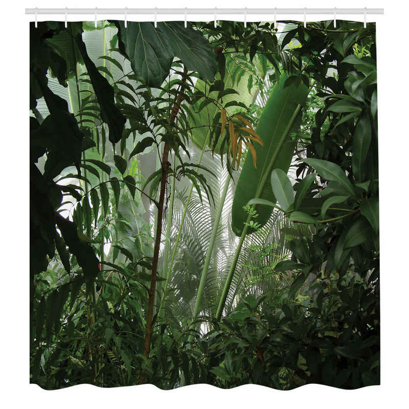 Abakuhaus Duschvorhang Moderner Digitaldruck mit 12 Haken auf Stoff Wasser Resistent Breite 175 cm, Höhe 180 cm, Grün Tropischer Regenwald Wilde