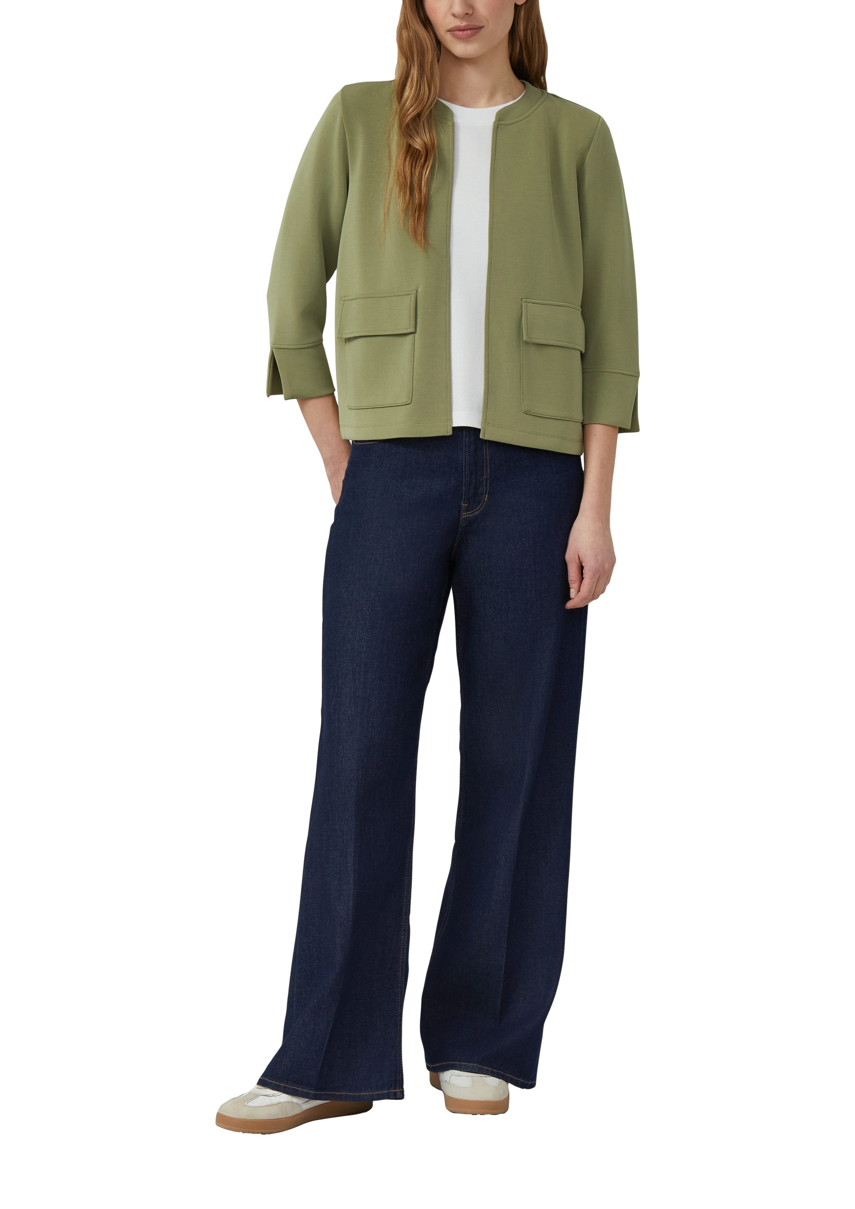 s.Oliver Sweatjacke Kurze Sweatjacke ohne Verschluss