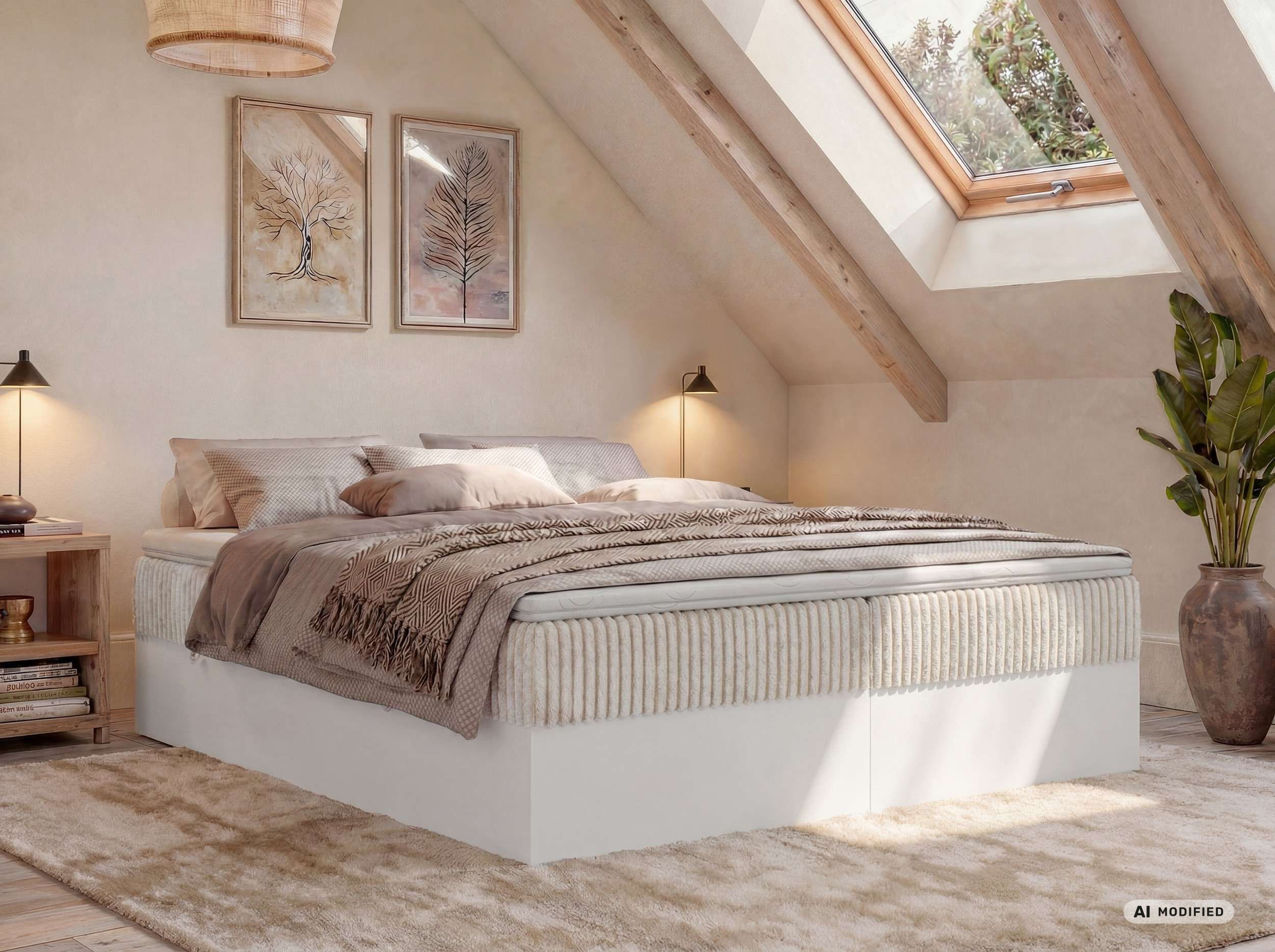 MKS MÖBEL Boxbett TRAVIT ZERO (Boxspringbett - Ser, Bett, Polsterbett mit integrierten Matratzen, 2 Bettkästen, H3/H4), Topper T25 oder Visco optional, ohne Kopfteil