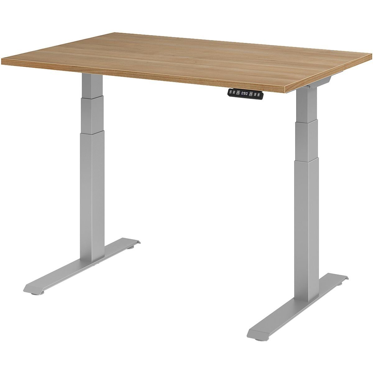 HAMMERBACHER Schreibtisch Upper Desk, rechteckig, C-Fuß, elektrisch höhenverstellbar 64-129 cm Nussbaum