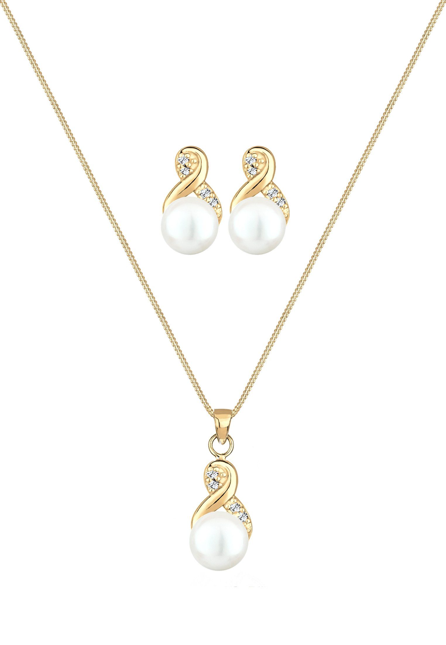 Elli Schmuckset Infinity Perlen Kristalle 925 günstig online kaufen