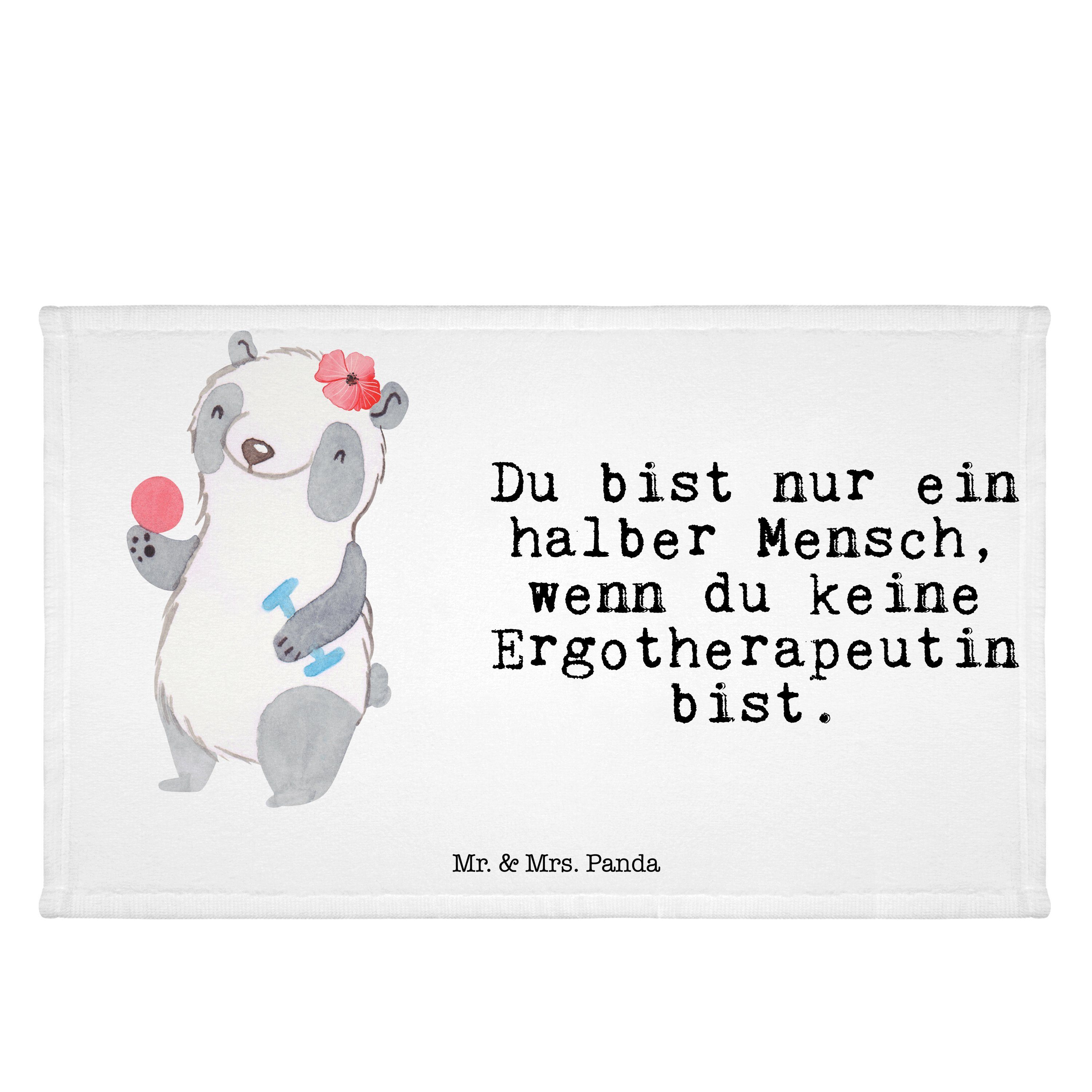 Mr. & Mrs. Panda Handtuch Ergotherapeutin mit Herz - Weiß - Geschenk, Schenken, Kollege, Danke, (1-St)