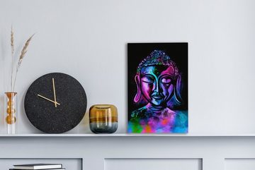 OneMillionCanvasses® Leinwandbild Buddha - Malen - Meditation, (1 St), Leinwandbild fertig bespannt inkl. Zackenaufhänger, Gemälde, 20x30 cm