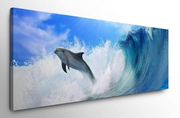 möbel-direkt.de Leinwandbild Bilder XXL Delfine im Meer Wandbild auf Leinwand