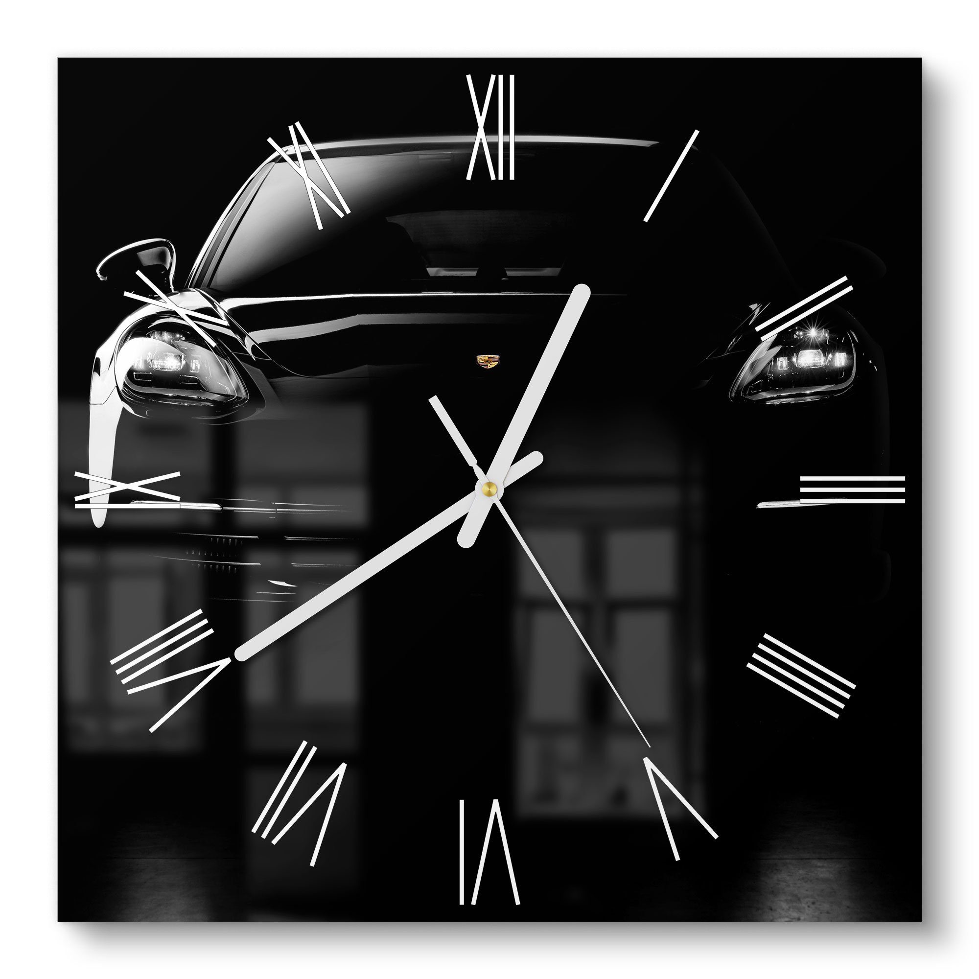 DEQORI Wanduhr 'Porsche Panamera Front' (Glas Glasuhr modern Wand Uhr Desig günstig online kaufen