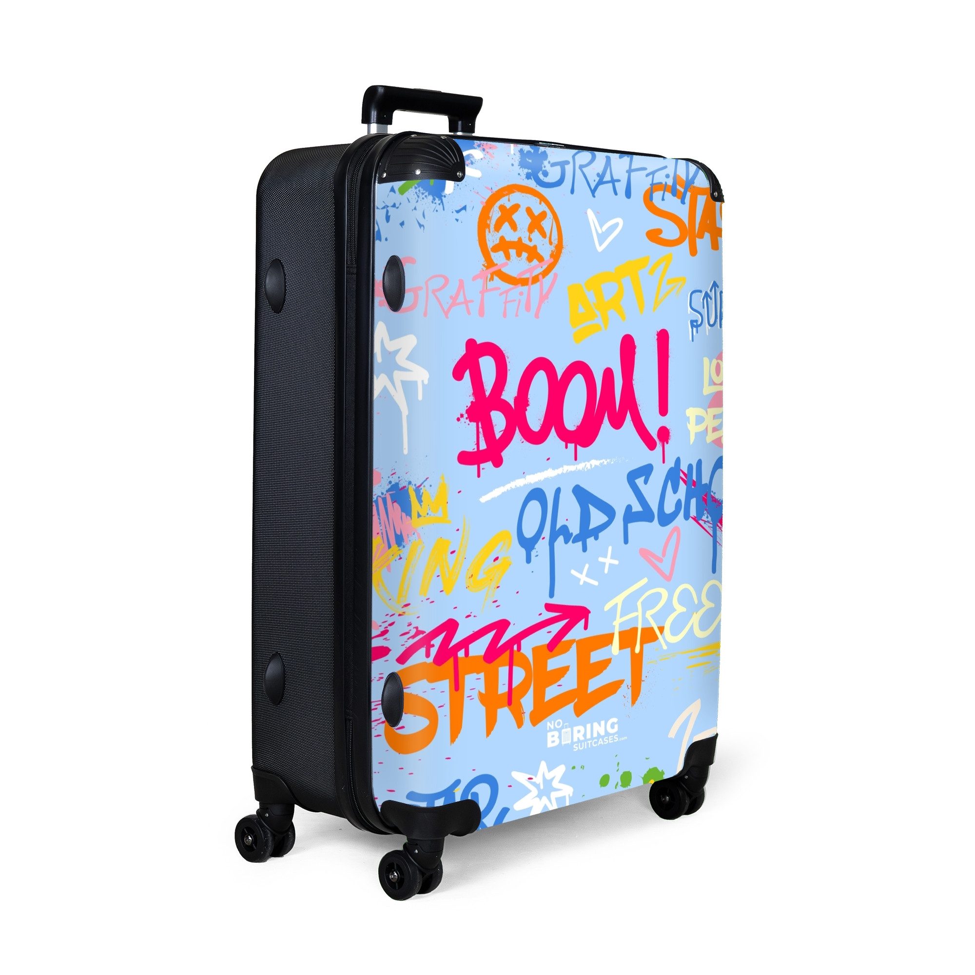 NoBoringSuitcases.com© Hartschalen-Trolley Bunter Graffitidruck mit Text günstig online kaufen