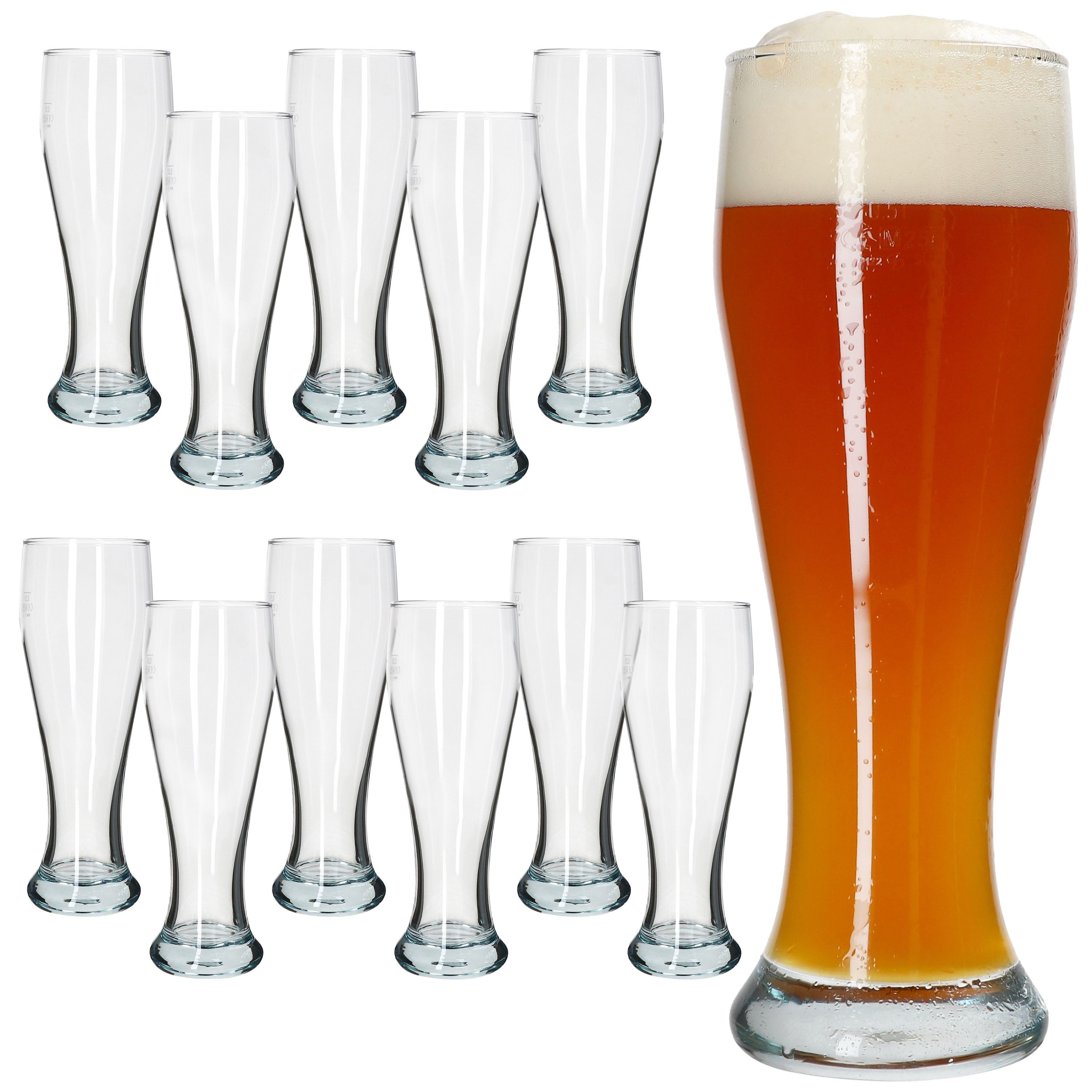 MamboCat Bierglas MamboCat 12x Sepp Weizenbiergläser Set 0,5 L geeicht Klarglas Weißbier, Glas
