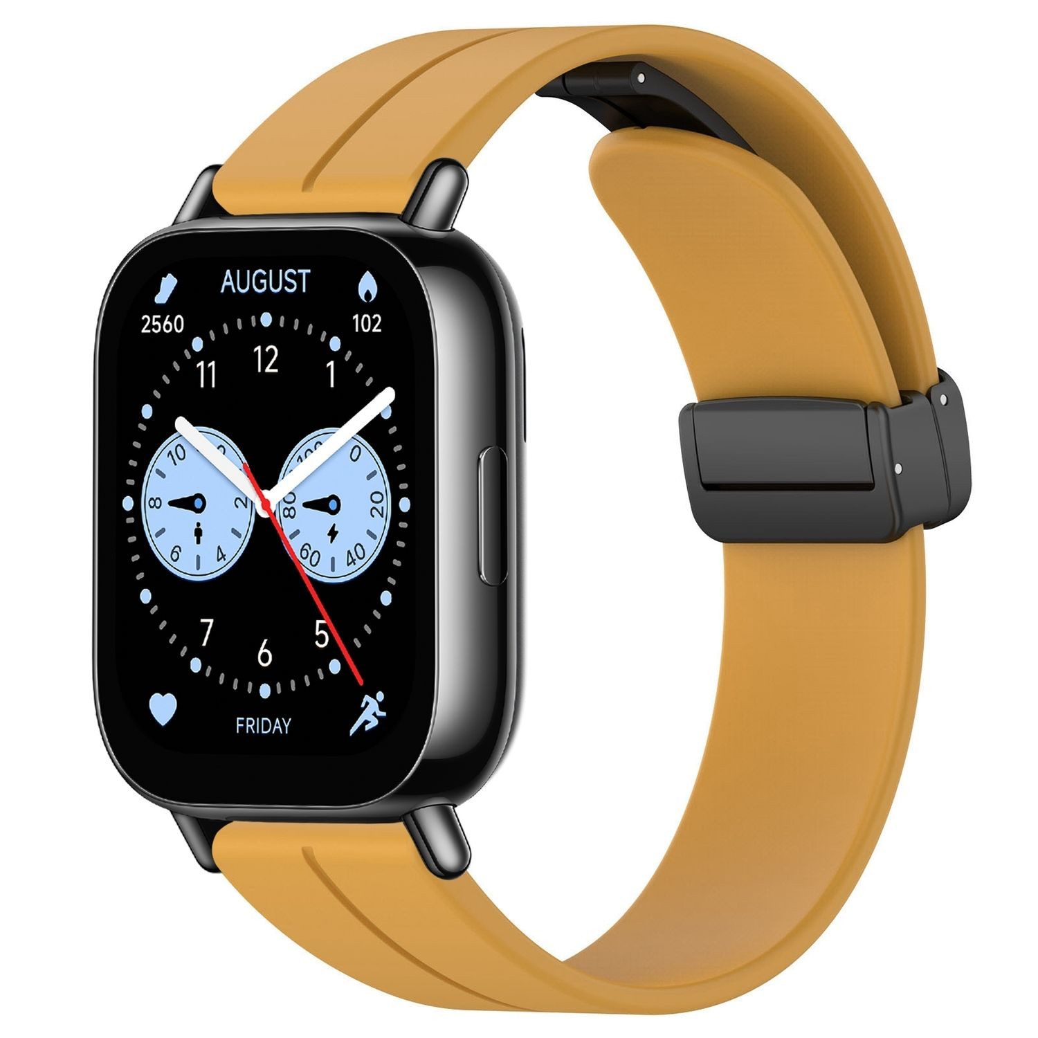 Wigento Smartwatch-Armband Für Xiaomi Redmi Watch 5 Active Silikon Magnetisches Armband Gelb, Magnetisches Silikonarmband mit Faltschließe