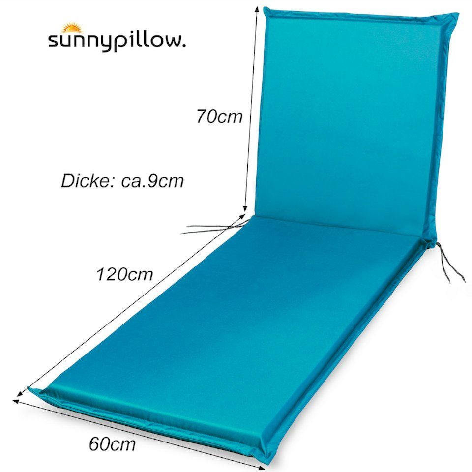 sunnypillow Liegenauflage 190 x 60 cm, 2 Stück Blau