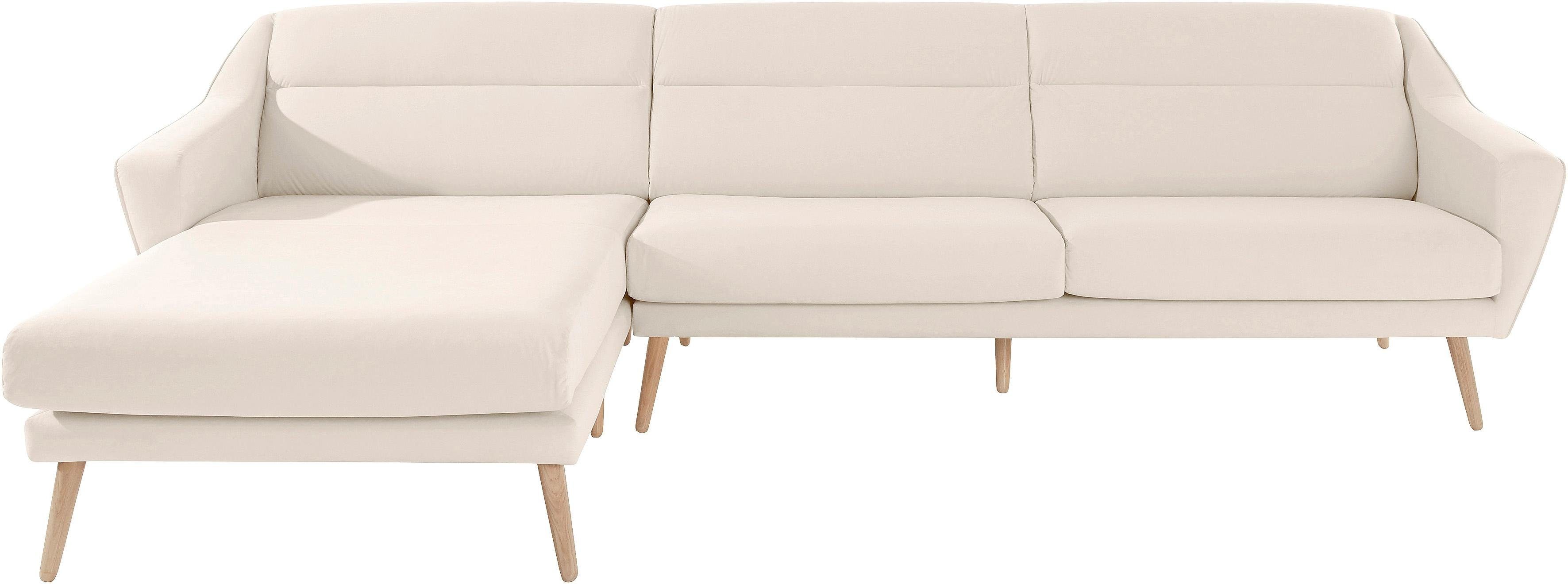 andas Ecksofa "Bille L-Form" mit Naht im Rückenkissen und Beinen aus Eichen günstig online kaufen