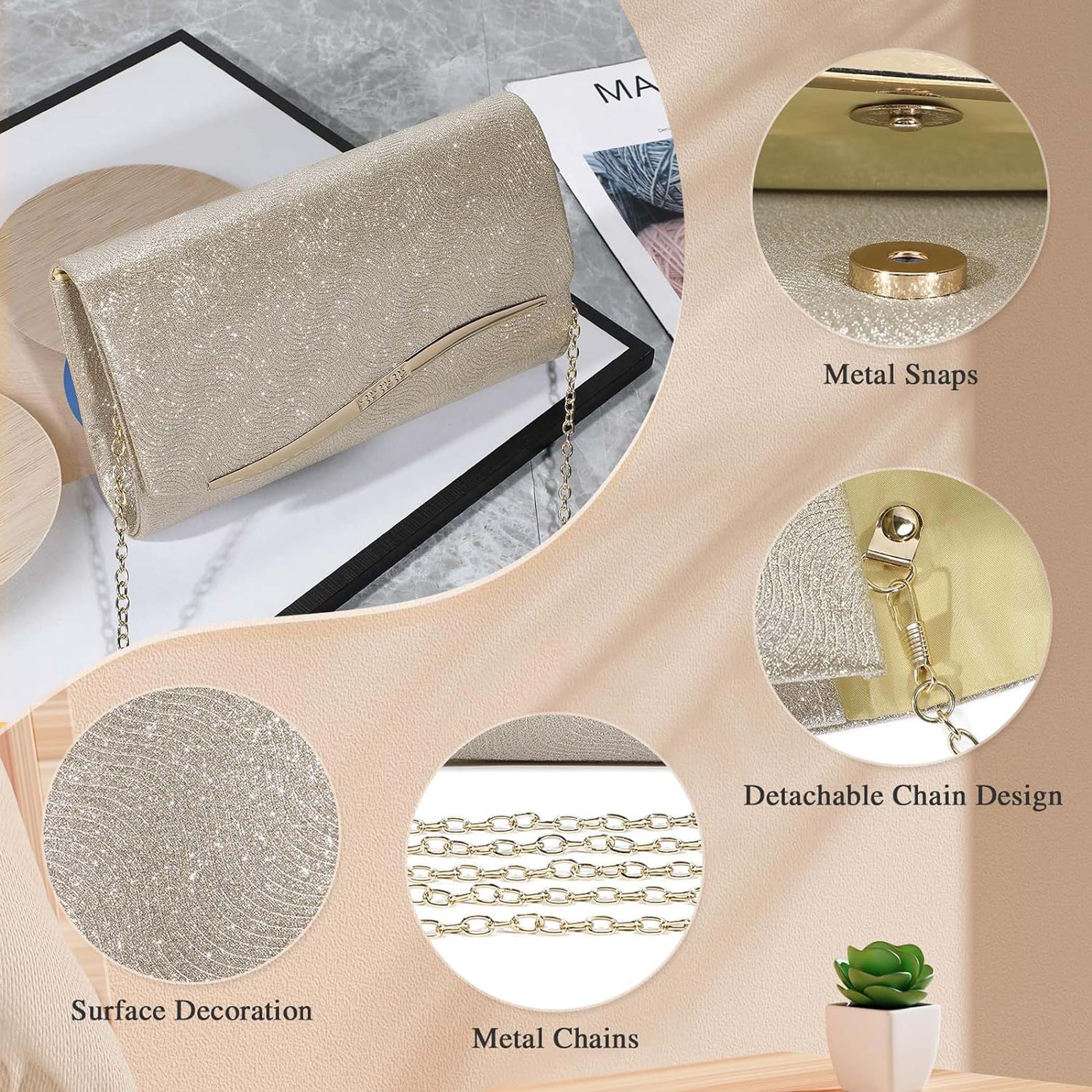 Coonoor Abendtasche kleine Crossbody Schultertaschen,Mit Kette günstig online kaufen