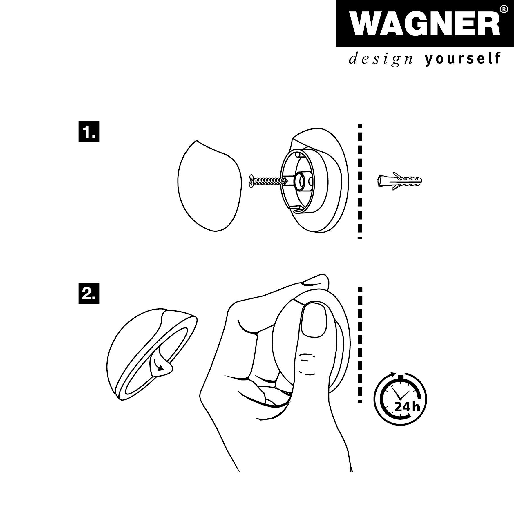 WAGNER design yourself Wandtürstopper Wandtürstopper SCREW OR GLUE - diverse Größen und Farben, Puffer aus hochwertigem Edelstahl/Kautschuk, zum Schrauben oder Kleben