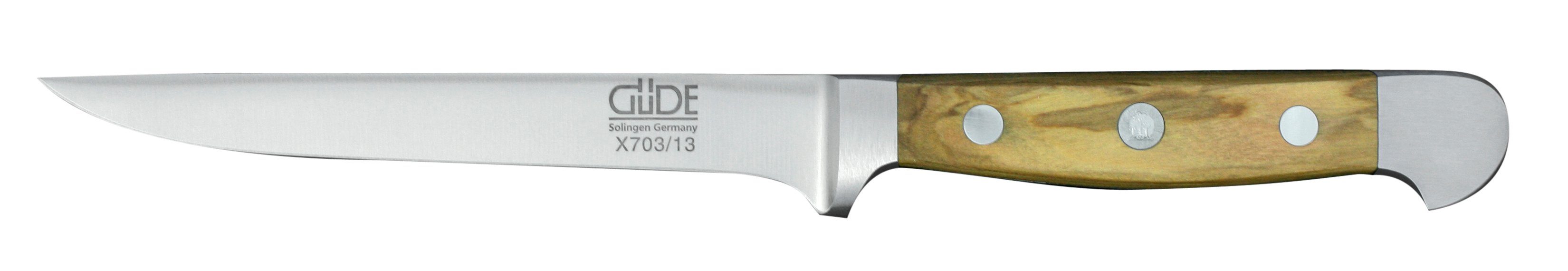 Güde Messer Solingen Messerstahl, CVM-Messerstahl - - Olive, Schale Alpha Griffschalen 13 cm flexibel Ausbeinmesser