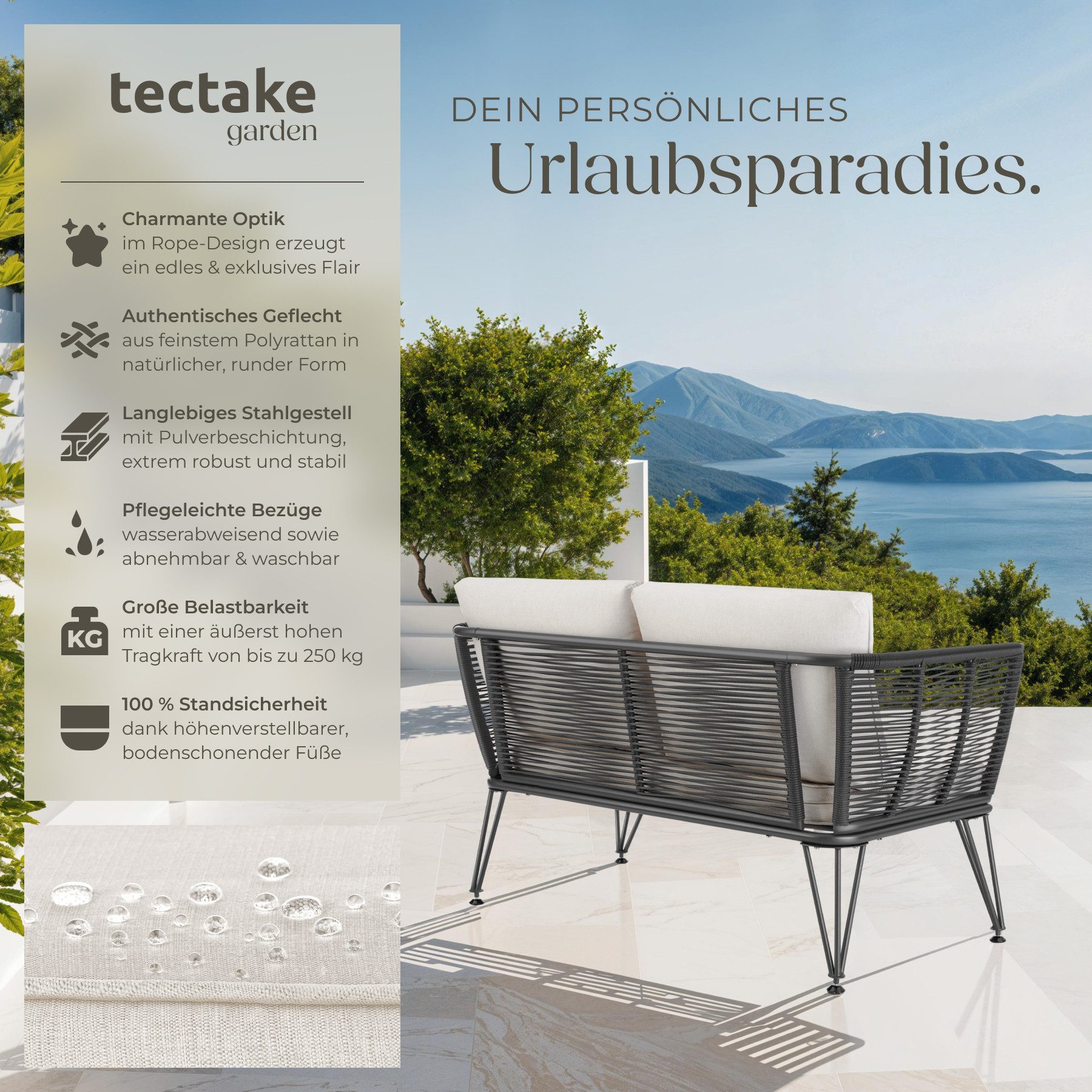 tectake Essgruppe Garten-Loungesofa, (Set., 1-tlg), Solides günstig online kaufen