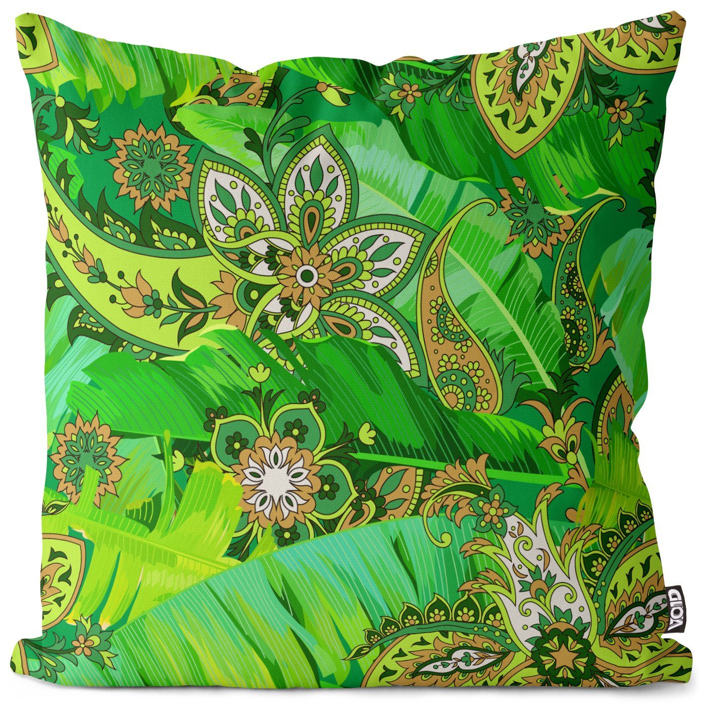 Paisley-Muster Afrika Kissenbezug, Asien Orient Pflanzen Indien Ornament orientalisch Sofa-Kissen Floral Dschungel Palmen-Blätter gemustert Tropen-Wa (1 VOID Inder Stück),