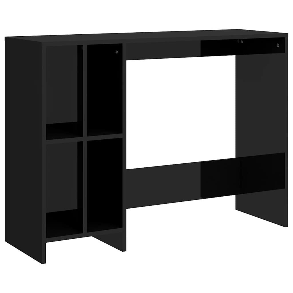 4 Schreibtisch (LxBxH: Hochglanz-Schwarz 3008168 möbelando in Fächern 102,5x35x75 cm), mit