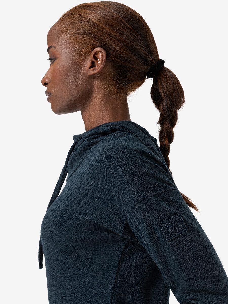 SUPER.NATURAL Hoodie für Damen, nachhaltig, Merino FUNNEL BIO mit Tunnelzug